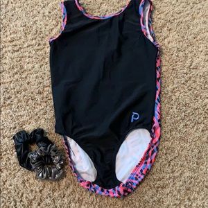 Plum leotard with two scrunchies
